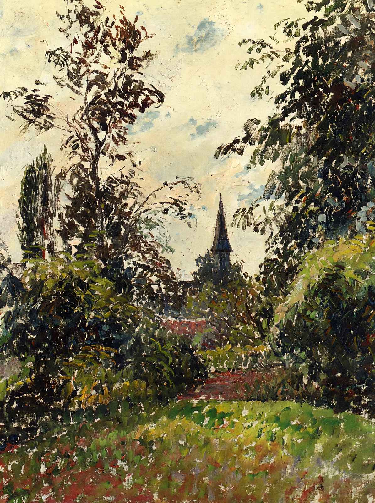 The Bazincourt Steeple (Study) 1895 by Camille Pissarro Art Print (6 Sizes)