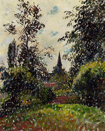 The Bazincourt Steeple (Study) Painting by Camille Pissarro 8x10" Art Print