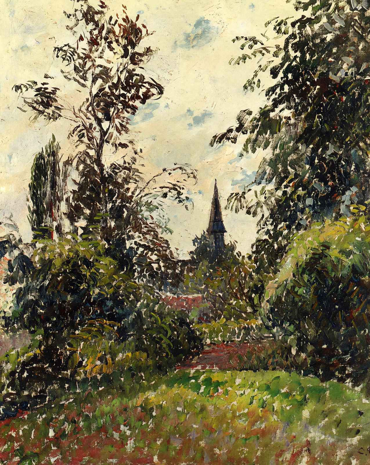 The Bazincourt Steeple (Study) art print by Camille Pissarro (1895)