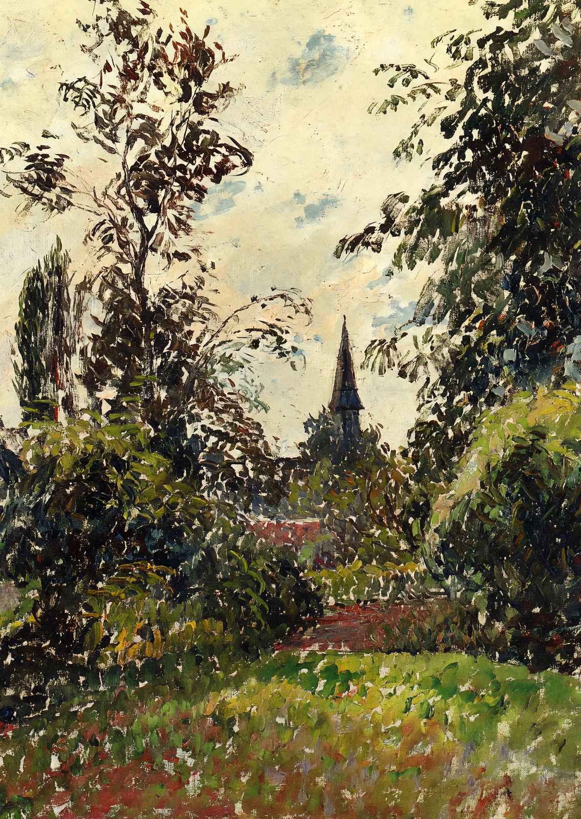 The Bazincourt Steeple (Study) 1895 by Camille Pissarro Art Print (6 Sizes)