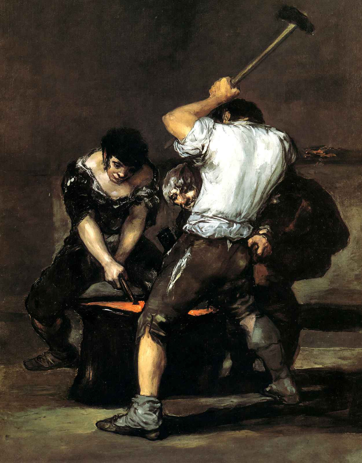 The Forge 1816 Painting by Francisco Goya Fine Art Print (6 Sizes) - Restored
