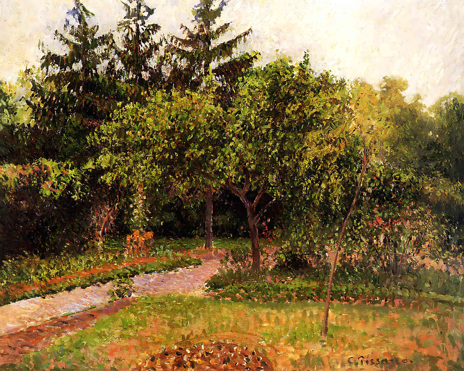 The Garden at Eragny Painting by Camille Pissarro 8x10" Art Print - Restored