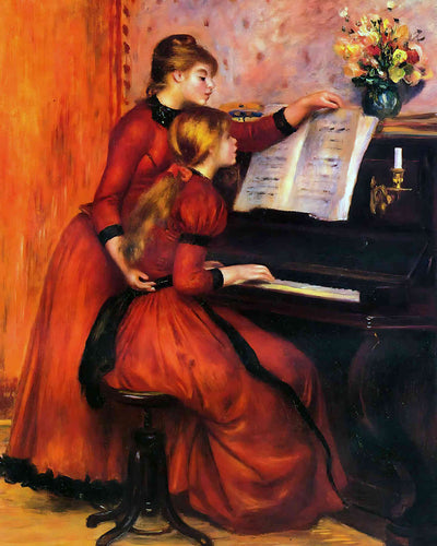 The Piano Lesson Painting by Pierre-Auguste Renoir 8x10" Art Print - Restored