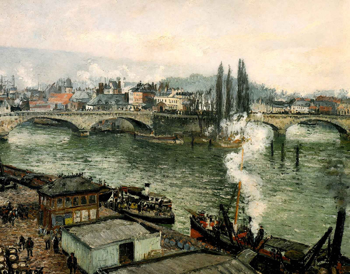 The Pont Corneille, Rouen, Grey Weather 1896 by Pissarro Art Print (6 Sizes)