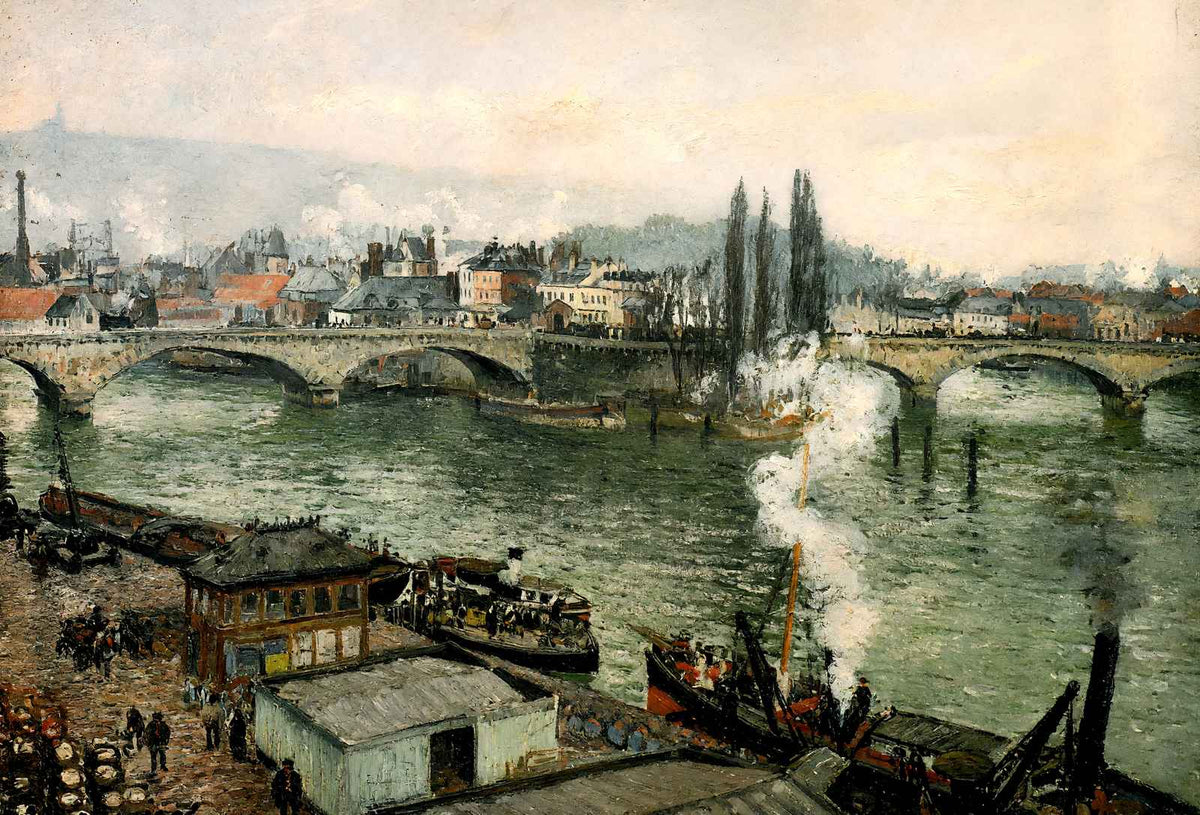 The Pont Corneille, Rouen, Grey Weather 1896 by Pissarro Art Print (6 Sizes)