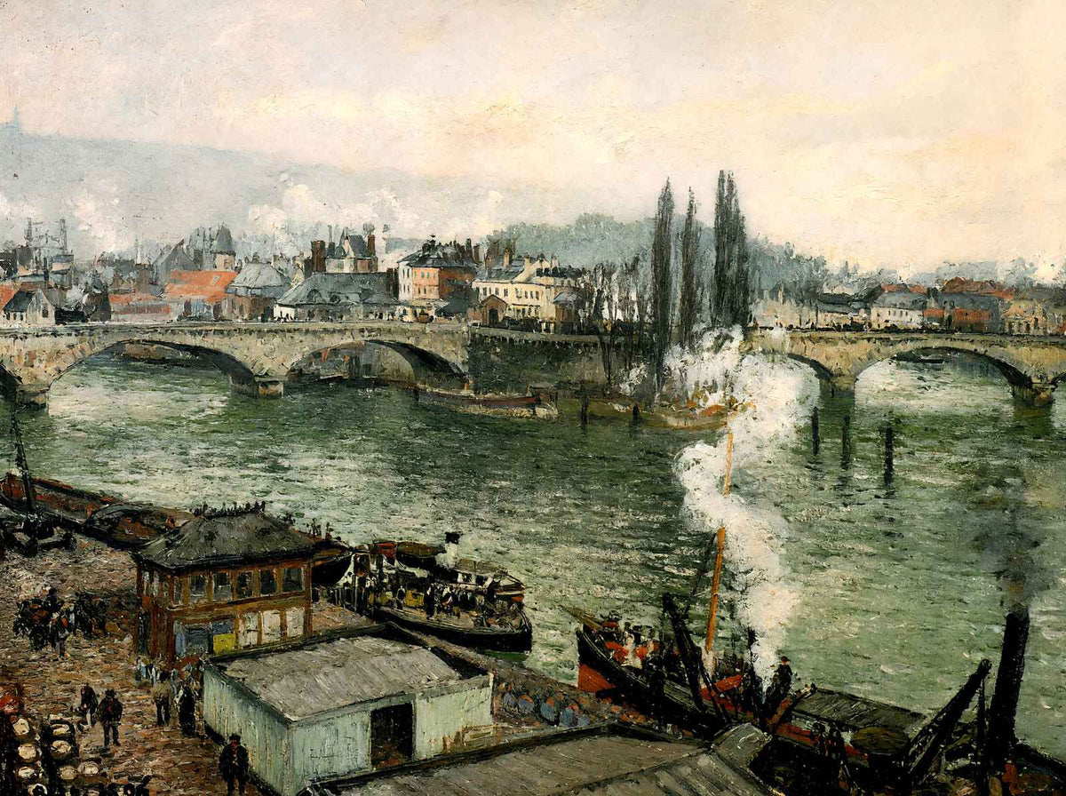 The Pont Corneille, Rouen, Grey Weather 1896 by Pissarro Art Print (6 Sizes)