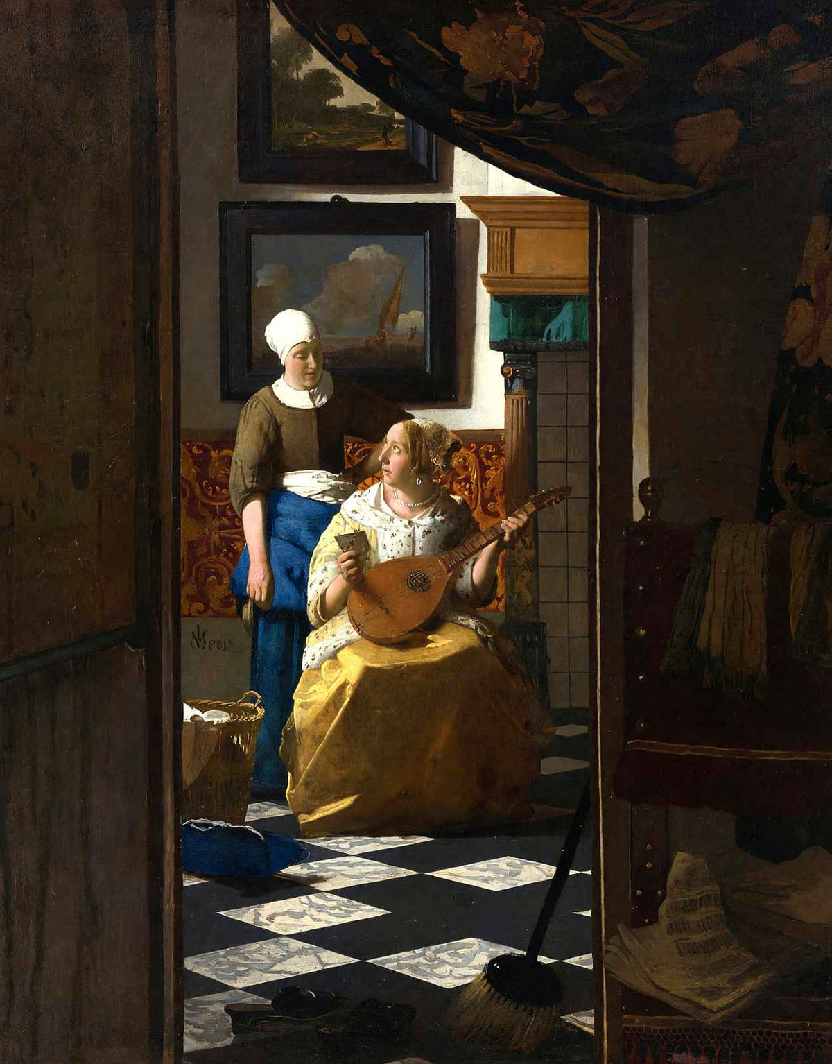 The Love Letter Art Print 1669 Painting by Johannes Vermeer (6 Sizes) - Restored