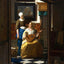 The Love Letter Art Print 1669 Painting by Johannes Vermeer (6 Sizes) - Restored