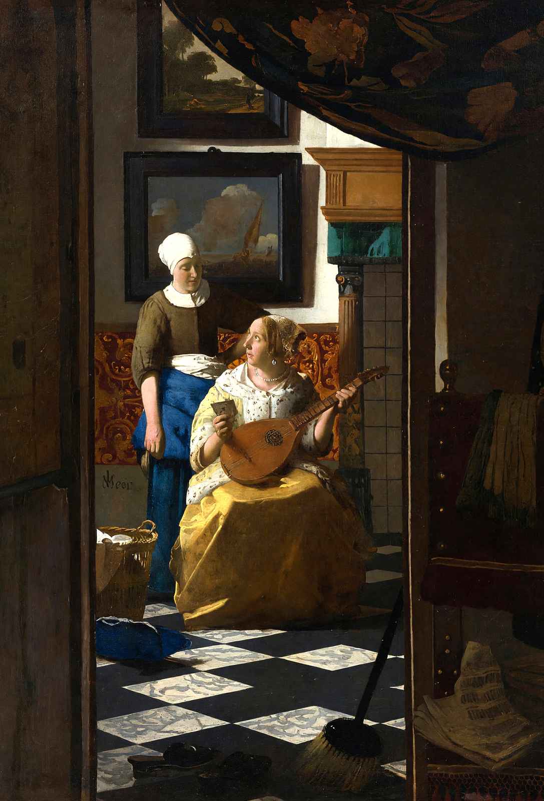 The Love Letter Art Print 1669 Painting by Johannes Vermeer (6 Sizes) - Restored