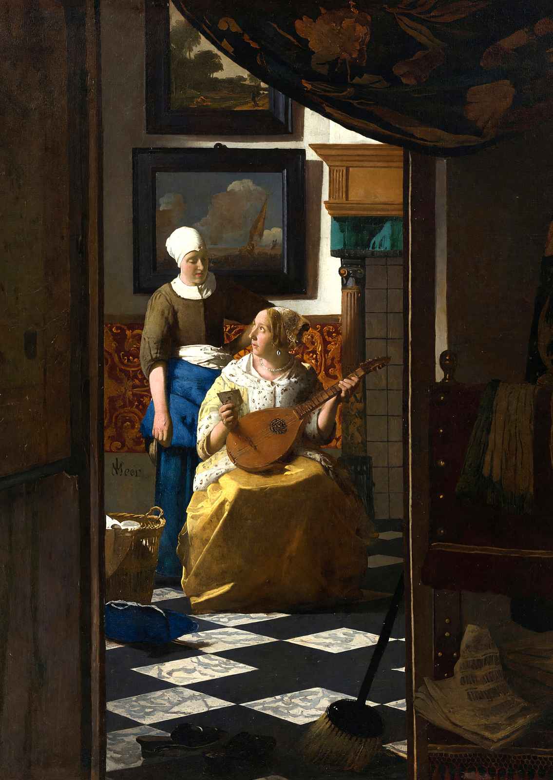 The Love Letter Art Print 1669 Painting by Johannes Vermeer (6 Sizes) - Restored