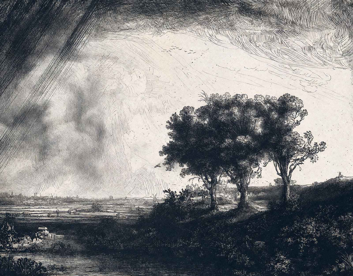 The Three Trees 1643 Drawing by Rembrandt Fine Art Print (6 Sizes)