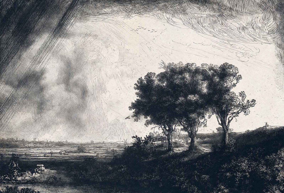 The Three Trees 1643 Drawing by Rembrandt Fine Art Print (6 Sizes)