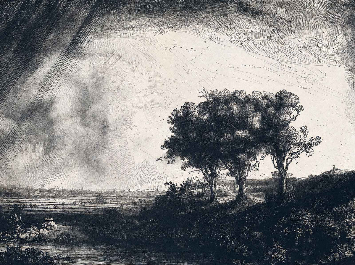 The Three Trees 1643 Drawing by Rembrandt Fine Art Print (6 Sizes)