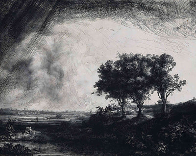 The Three Trees Painting by Rembrandt 8x10" Art Print (Premium Print)