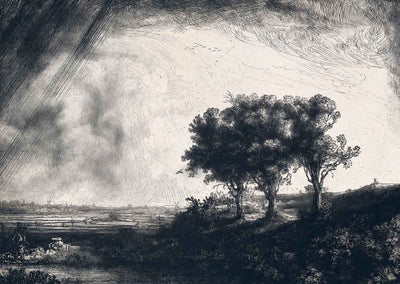 The Three Trees 1643 Drawing by Rembrandt Fine Art Print (6 Sizes)