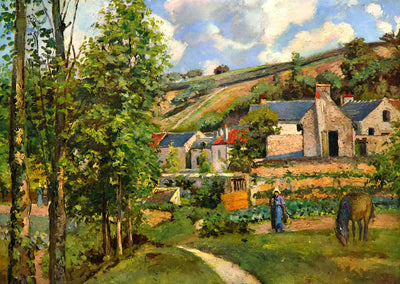The Hermitage at Pontoise Art Print 1874 Painting by Camille Pissarro (6 Sizes)