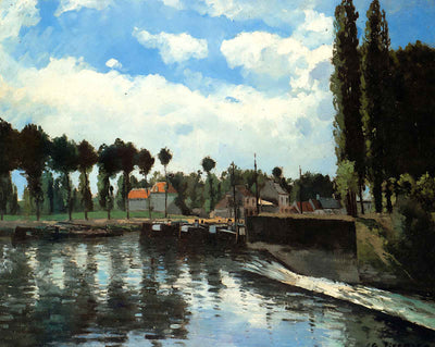 The Lock at Pontoise art print by Camille Pissarro (1869)