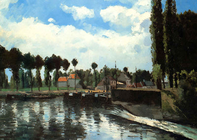 The Lock at Pontoise Art Print 1869 Painting by Camille Pissarro (6 Sizes)