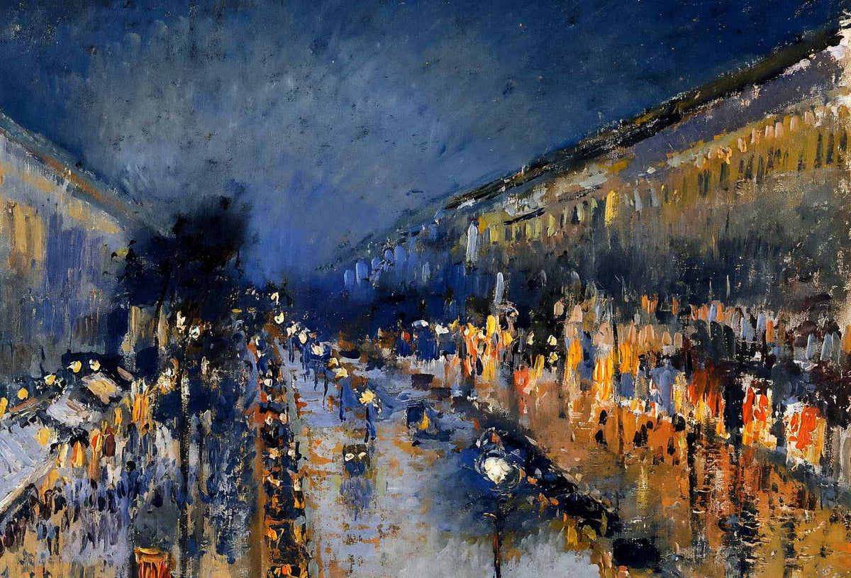 The Boulevard Montmartre at Night Art Print 1897 by Camille Pissarro (6 Sizes)
