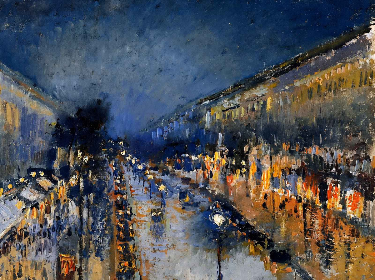The Boulevard Montmartre at Night Art Print 1897 by Camille Pissarro (6 Sizes)