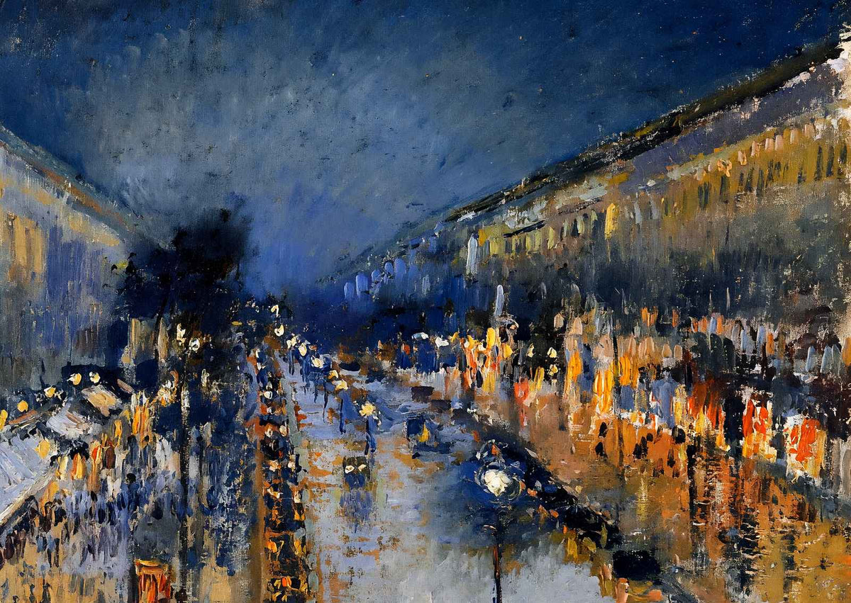 The Boulevard Montmartre at Night Art Print 1897 by Camille Pissarro (6 Sizes)