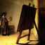 The Artist in His Studio painting print by Rembrandt (1628)