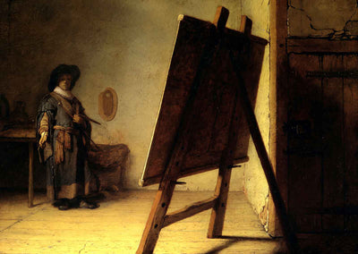 The Artist in His Studio 1628 Painting by Rembrandt Art Print (6 Sizes)