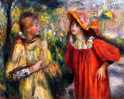 The Conversation Painting by Pierre-Auguste Renoir 8x10" Art Print - Restored
