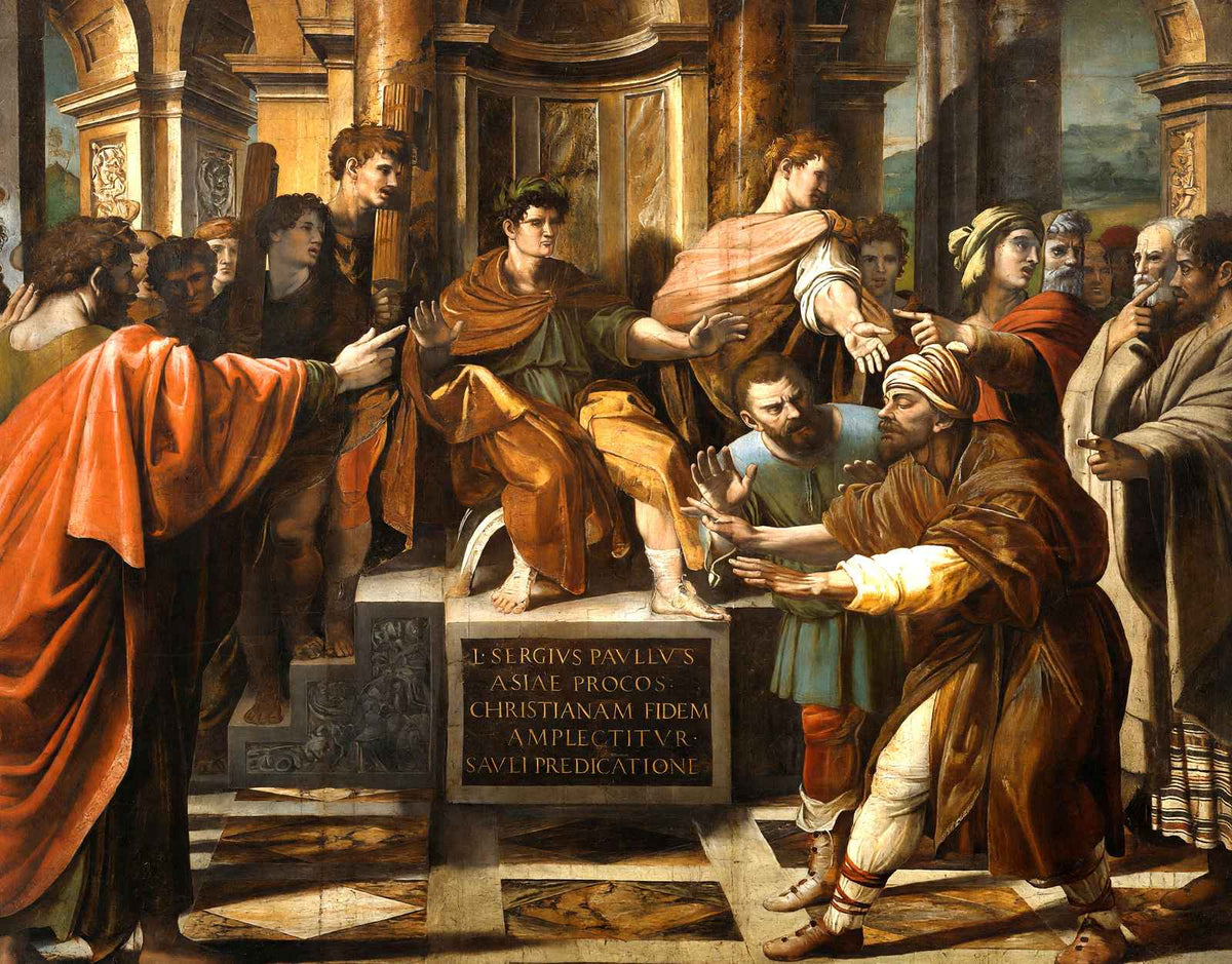 Blinding of Elymas 1515 by Raphael Art Print (6 Sizes) - Enhanced
