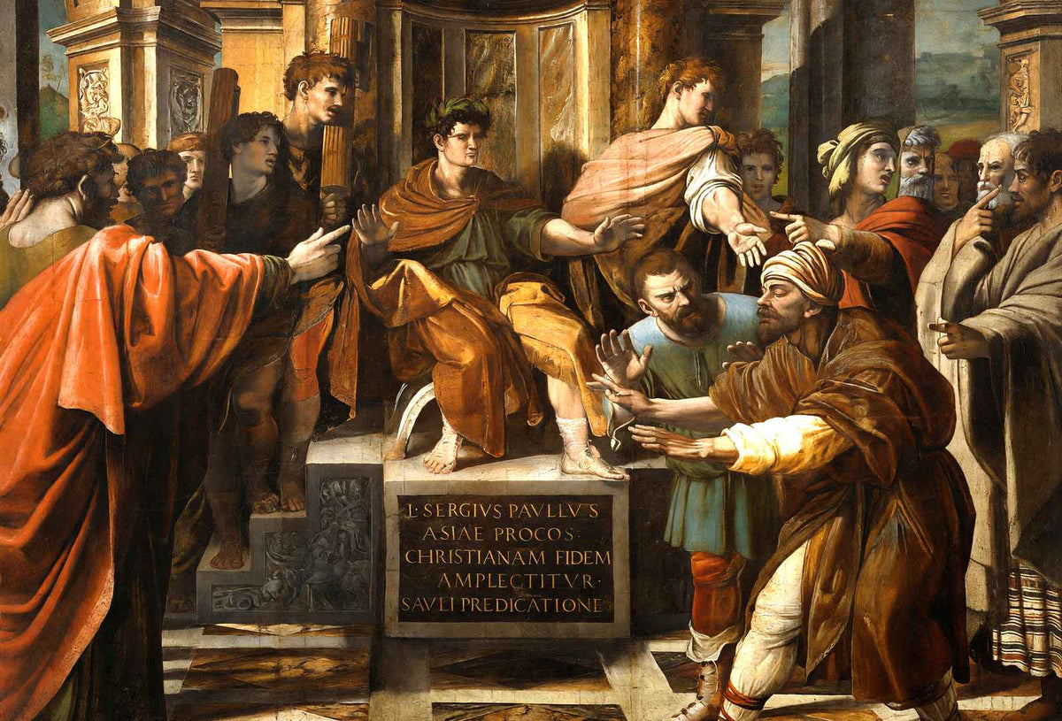 Blinding of Elymas 1515 by Raphael Art Print (6 Sizes) - Enhanced