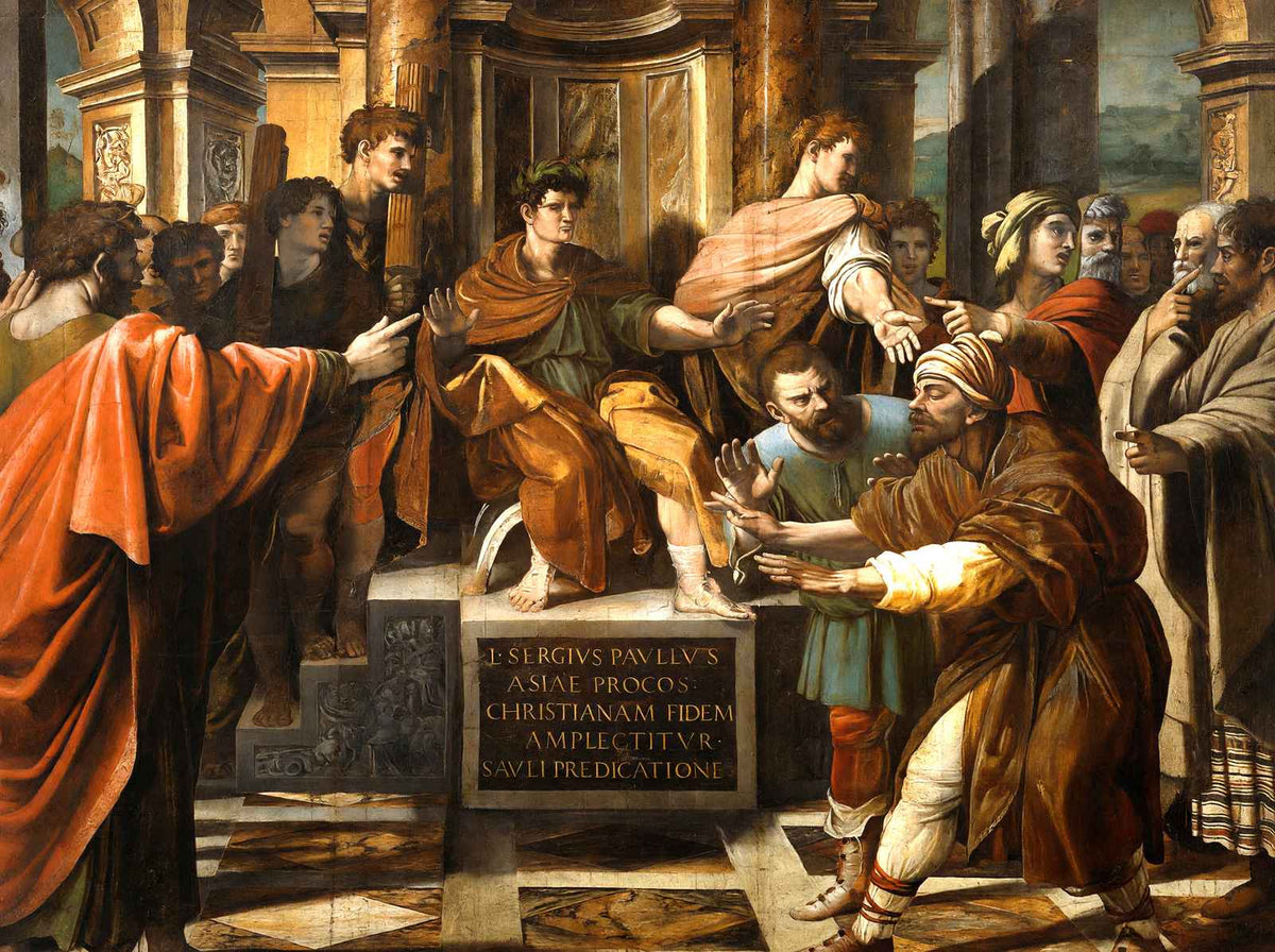 Blinding of Elymas 1515 by Raphael Art Print (6 Sizes) - Enhanced