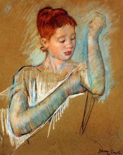 The Long Gloves painting print by Mary Cassatt (1889)