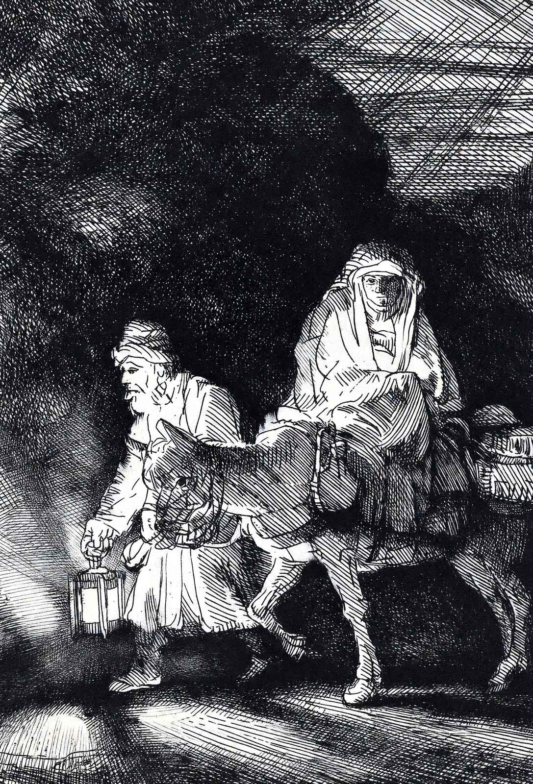Flight Into Egypt a Night Piece 1651 Drawing by Rembrandt Art Print (6 Sizes)