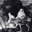 The Flight Into Egypt a Night Piece drawing print by Rembrandt (1651)