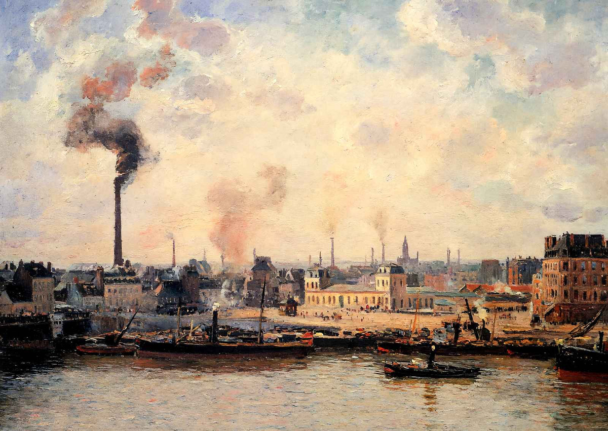 The Saint Sever Quay, Rouen 1896 by Camille Pissarro Art Print (6 Sizes)