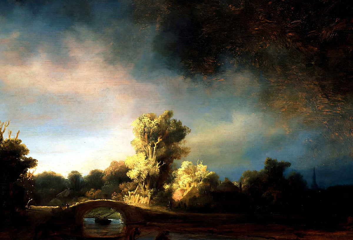 The Stone Bridge 1637 Painting by Rembrandt Art Print (6 Sizes) - Premium Print