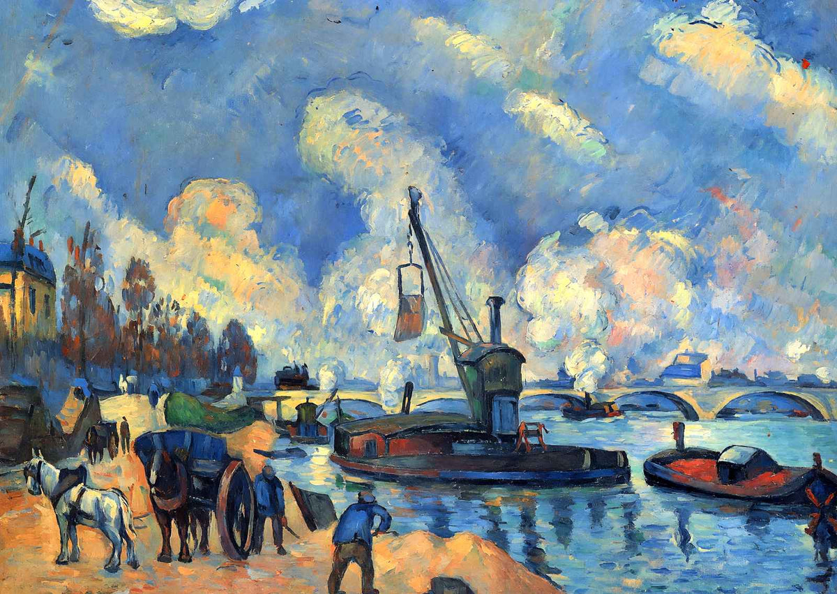 The Seine at Bercy 1878 Painting by Paul Cezanne Art Print (6 Sizes) - Enhanced