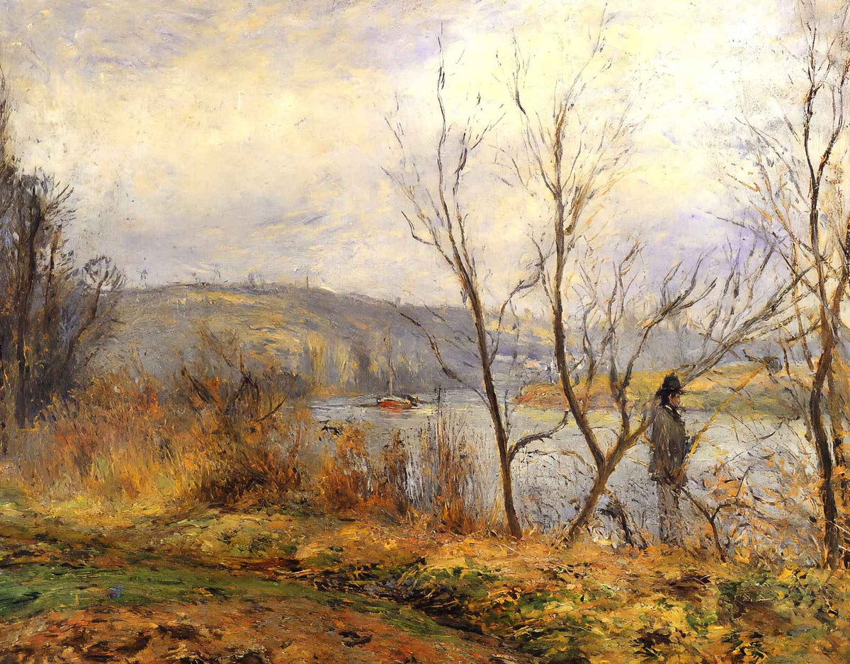 Banks of the Oise, Pontoise (Also Known As Man Fishing) 1878 Art Print (6 Sizes)