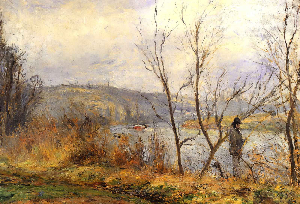 Banks of the Oise, Pontoise (Also Known As Man Fishing) 1878 Art Print (6 Sizes)