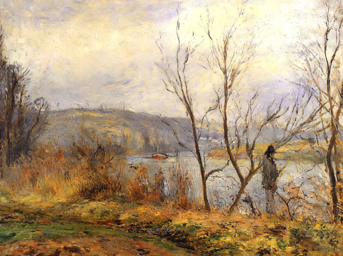 Banks of the Oise, Pontoise (Also Known As Man Fishing) 1878 Art Print (6 Sizes)