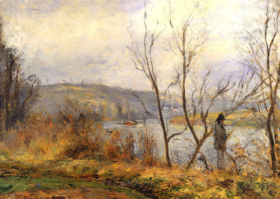 Banks of the Oise, Pontoise (Also Known As Man Fishing) 1878 Art Print (6 Sizes)