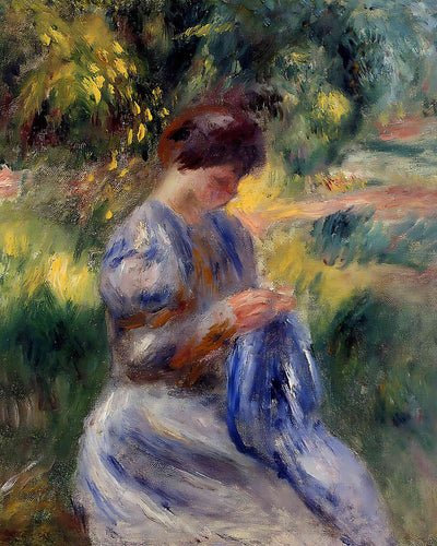 The Embroiderer (Woman Embroidering in a Garden) 8x10" Print (Archival Paper)