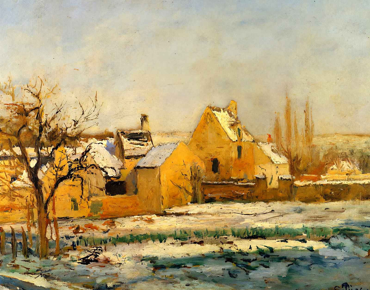 The Effect of Snow at Hermitage 1874 by Camille Pissarro Art Print (6 Sizes)