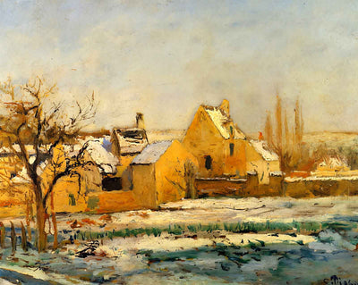 The Effect of Snow at Hermitage art print by Camille Pissarro (1874)