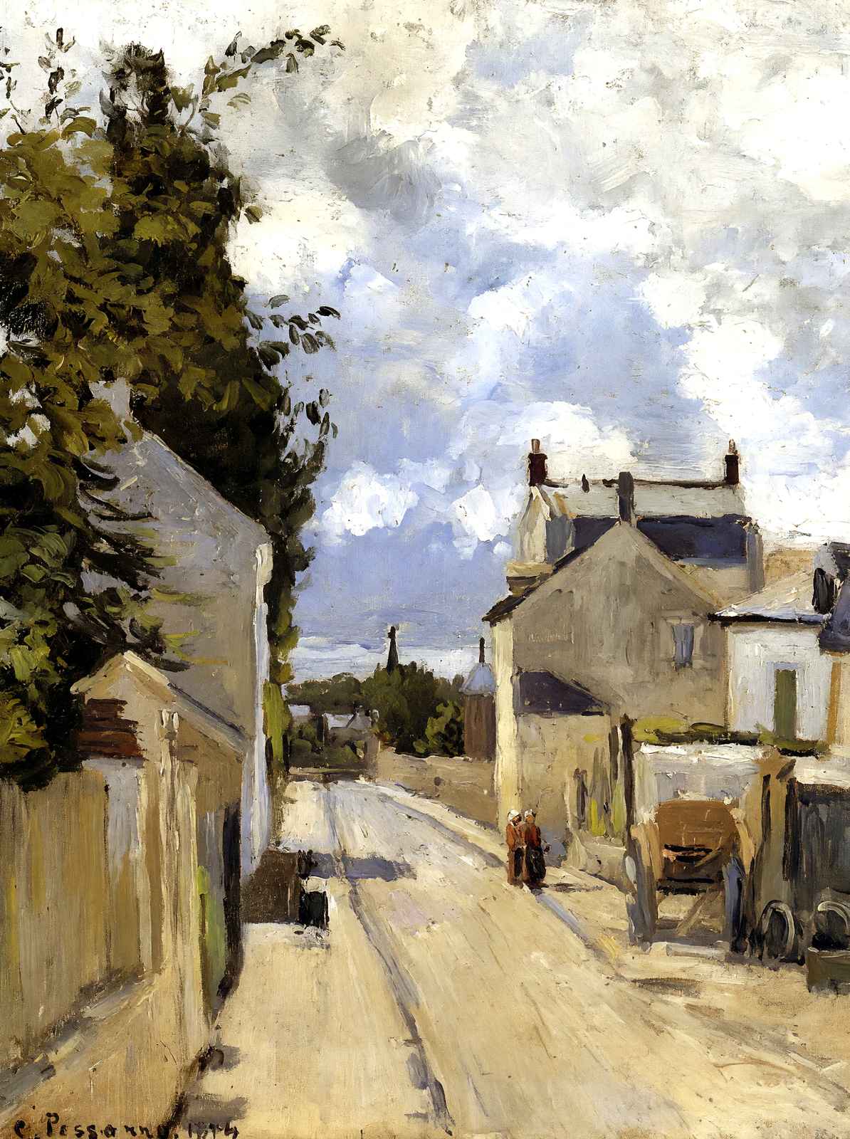 The Street of Hermitage, Pontoise 1874 by Camille Pissarro Art Print (6 Sizes)