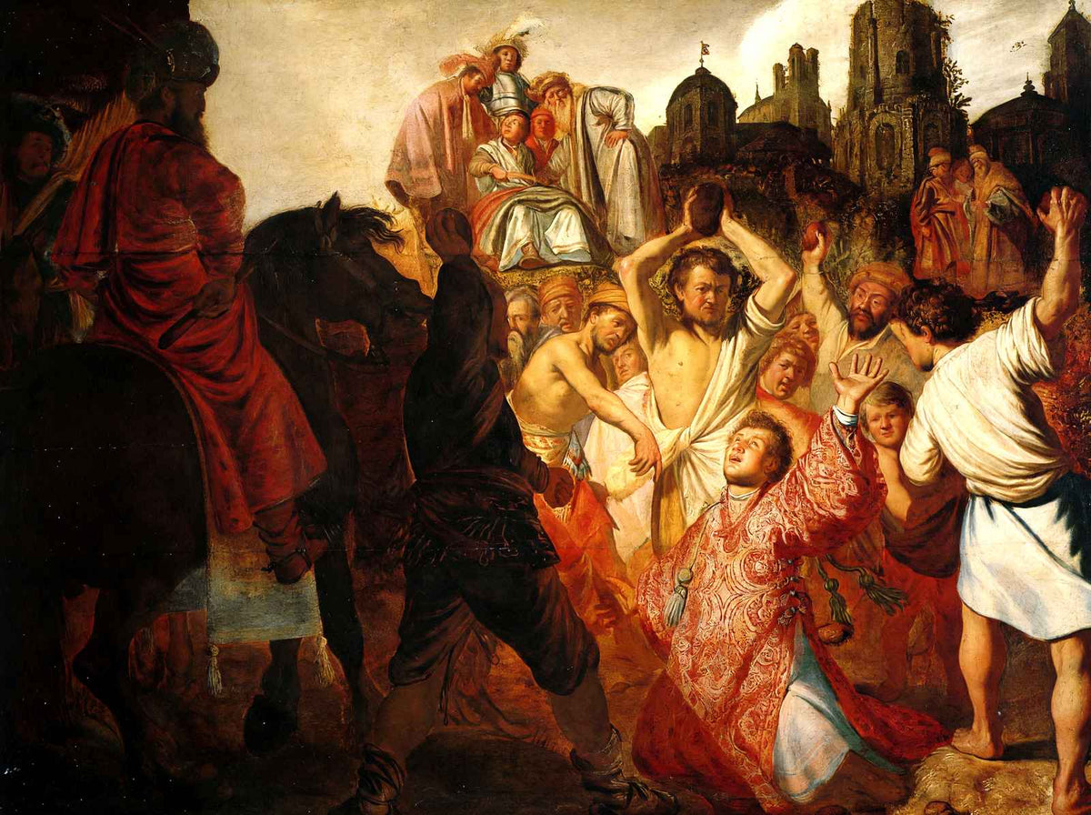 The Stoning of St. Stephen 1625 Painting by Rembrandt Fine Art Print (6 Sizes)