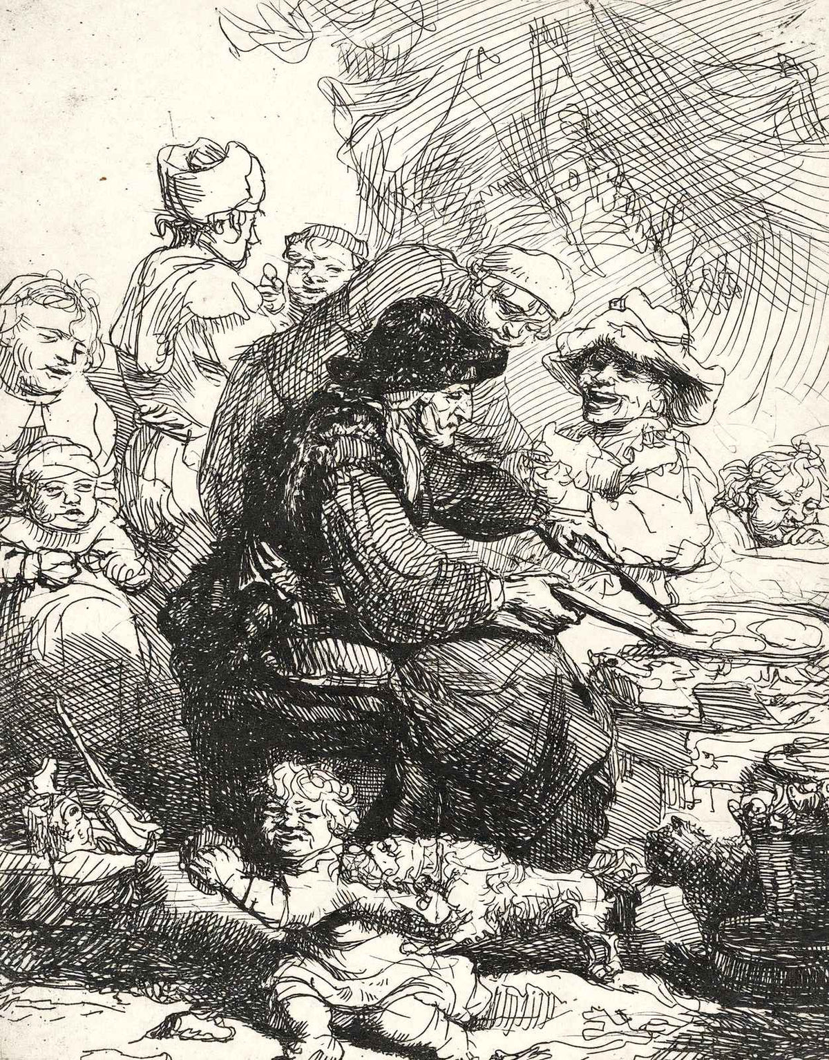 The Pancake Woman 1635 Drawing by Rembrandt Fine Art Print (6 Sizes) - Acid Free
