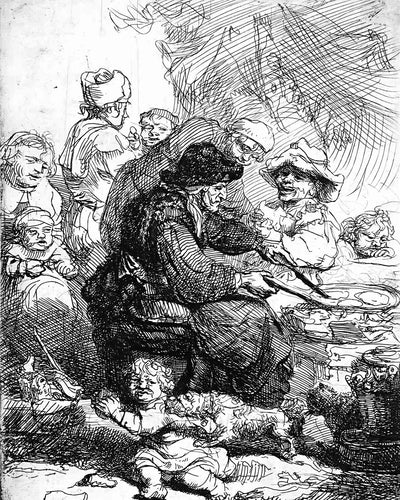 The Pancake Woman Painting by Rembrandt 8x10" Art Print - Acid Free