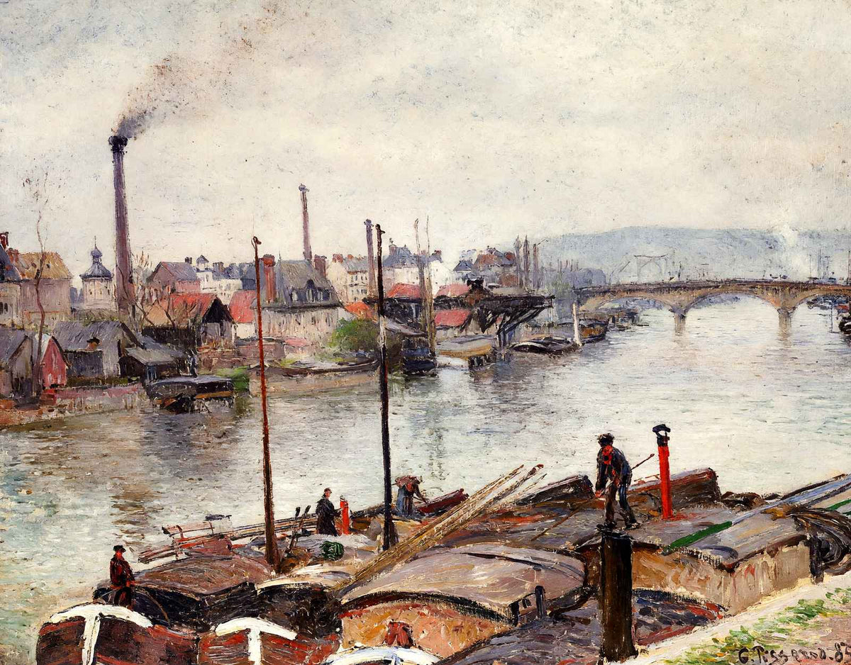 The Port of Rouen 1883 Painting by Camille Pissarro Art Print (6 Sizes)