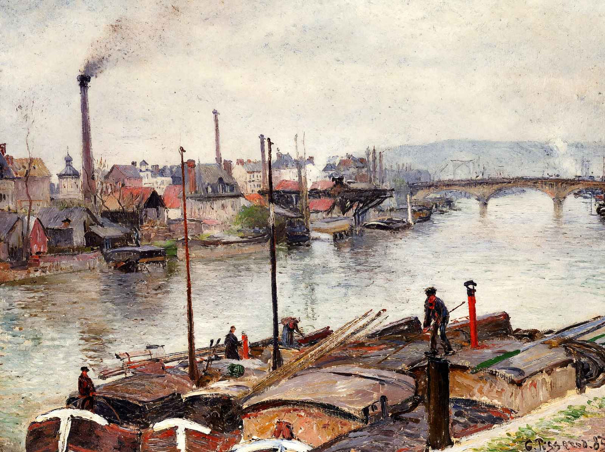 The Port of Rouen 1883 Painting by Camille Pissarro Art Print (6 Sizes)